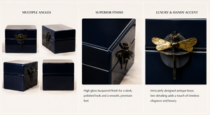 Luxury Black Mirror <b>Glass</b> Decorative Storage Box Set Dragonfly <b>Knob</b> Premium Jewelry Vanity Organizer Boxes Home Decor Lacquered - Product Image 5