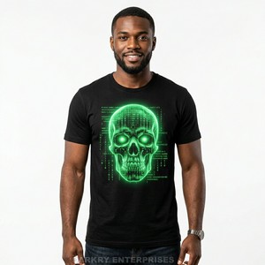 T-shirt graphique personnalisé pour homme, imprimé squelette thoracique, en coton vert, style gothique streetwear, haute qualité, manches courtes - Product Image 3