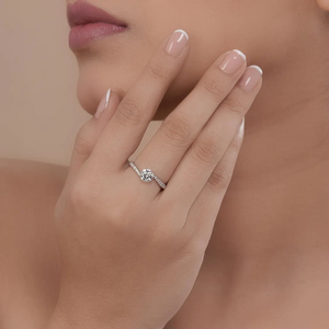 Bague de fiançailles torsadée en diamant de laboratoire rond fin, certifiée VVS VS, en or massif 14K 18K - Product Image 2