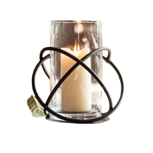Modern Black Metal Wire Pillar Candle Holder Glass Cylinder Lantern for Home Wedding <b>Decoration</b> Luxury <b>Table</b> Centerpiece - Product Image 1