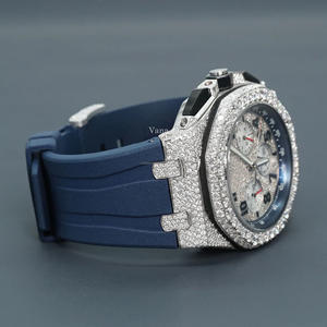 นาฬิกาอะนาล็อกควอทซ์สแตนเลสสตีลของผู้ชายสุดเท่สายเพชรโมอิสซาไนท์สไตล์ฮิปฮอปโบราณขนาด41มม. แบบพรีเมี่ยม - Product Image 4