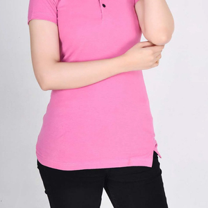 เสื้อโปโลคอวีผู้หญิง โพลีเอสเตอร์ 100% ขายส่ง แขนสั้นลำลอง ใส่ทำงานได้ ระบายอากาศดี สวมใส่สบาย ย้อมสีพื้น - Product Image 6