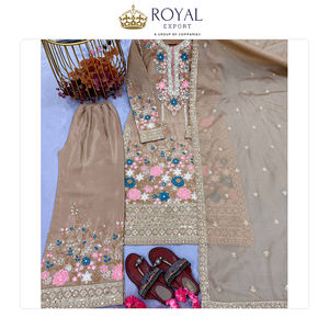 Nuevo Diseño de Ropa de Estilo Indio, el Mejor Atuendo para Fiestas, Traje Sharara de Seda Chinnon Pesada con Bordado de Lentejuelas en Venta - Product Image 6