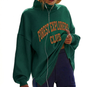 Nouveau Sweat-shirt Polaire Personnalisé pour Femme, Col Montant Long, Coupe Oversize, avec Impression de Lettres et Broderie, Collection Automne Hiver - Product Image 5