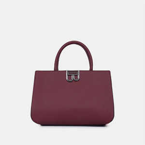Bolso Clásico de Cuero Genuino para Mujer con Asa Superior y Cierre de Broche, Color Borgoña, Dos Asas, Diseño Elegante para Uso Diario - Product Image 1