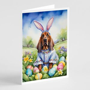 Bloodhound <b>Easter</b> <b>Egg</b> <b>Hunt</b> Whimsical A7 Size 5x7 Blank Note Cards Pack of 8 with Envelopes Greeting Cards - Product Image 1