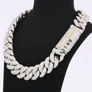 925 <b>Solid</b> <b>Silver</b> Iced Out Cuban Link Chain <b>Silver</b> Mens Luxury Chain Lab Grown Heavy Bling Rapper Style Hip Hop Jewelry - Product Image 4