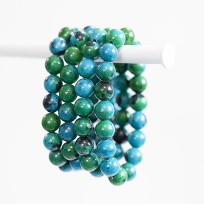 Chakralume Natural Chrysocolla Ball Shape <b>Beaded</b> <b>Bracelet</b> Blue Green for Healing Reiki Energy Jewelry Gift Unisex 8mm - Product Image 4