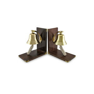 Sujetalibros de Madera con Campana de Latón Vintage, Decorativos, Resistentes, Organizador de Libros para Hogar, Oficina, Biblioteca, Escritorio - Product Image 2