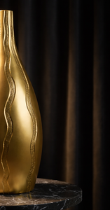 Luxury Textured Gold Metal <b>Flower</b> Vase Elegant Handcrafted Wave Pattern Modern Home Decor Table Centerpiece <b>Single</b> Unit Only - Product Image 3