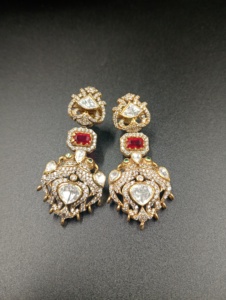 Pendientes de Araña Vintage Chapados en Oro de 22k con Cristal Tallado en Forma de Corazón y Piedra Roja, Joyería de Boda para Mujer - Product Image 6