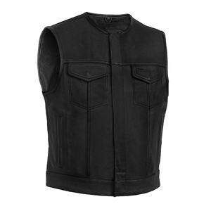 Gilet en cuir pour motard de haute qualité pour hommes, coupe-vent, imperméable, respirant, perforé, pour la saison estivale - Product Image 1