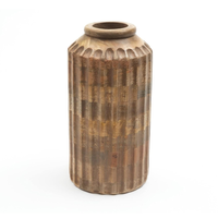 Vase à fleurs en bois de manguier artisanal de 12 pouces, style Art déco, écologique, finition naturelle, décoration de table, décoration de la maison, mariage