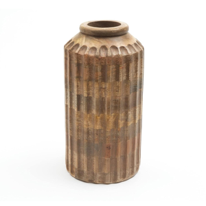 Vase à fleurs en bois de manguier fait main Smart Art Wood Carving, 12 pouces, petit modèle Fred, finition naturelle, idéal pour la décoration intérieure, pots à fleurs en bois. - Product Image 4