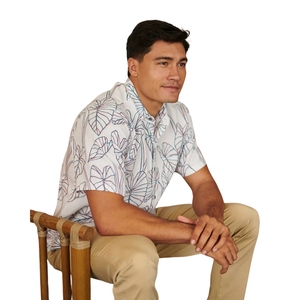 Chemise à imprimé floral pour homme, coton doux, tenue décontractée élégante pour l'été - Product Image 1