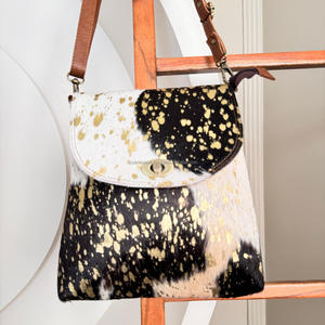 New Hair on Metallic <b>Crossbody</b> <b>Purse</b> Western Cowhide Handbag Premium High Quality Custom Genuine Leather Wholesale Women <b>Purse</b> - Product Image 4
