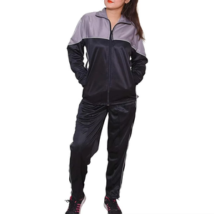 Survêtement femme color block avec fermeture éclair intégrale, col montant, en polyester, style sportif, coupe classique, avec poches latérales, pour l'automne - Product Image 2