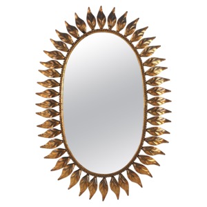 Oval Brass Mirror With <b>Leaf</b> Design Traditional <b>Wall</b> <b>Decor</b> Handmade Frame - Product Image 4
