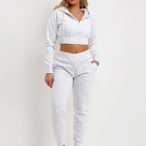 Women Hoodie Custom Logo Wholesale Custom Fashion OEM Breathable Cheap Price Crop <b>Top</b> Tracksuit for Women - Product Image 2