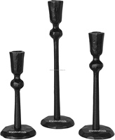 Ensemble de 3 bougeoirs décoratifs en aluminium forgé à la main, finition laiton antique, résistants à la chaleur, pour la décoration intérieure