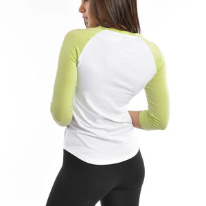 Camiseta de Manga Larga Personalizada con Mangas Raglán para Mujer, Corte Ajustado, Dobladillo Curvo, Estilo Urbano, para Gimnasio, Yoga, Ejercicio al Aire Libre, Informal - Product Image 2