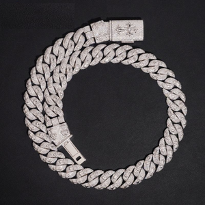 Cadena de eslabones cubanos con moissanita, joyería de lujo estilo hip hop, cadena llamativa con pavé para hombres y mujeres - Product Image 4