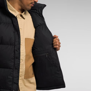 Men Black Puffer Jacket Stand Collar Zipper Closure Windproof Winter Wear Casual Style Polyester <b>Wadding</b> Regular Fit - Product Image 6