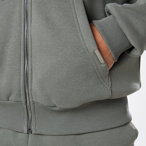 Conjunto Deportivo con Capucha para Hombre, 100% Algodón, Transpirable, Estilo Otoñal, Corte Regular, Color Sólido, Cierre Completo con Cremallera, Ropa Casual - Product Image 4