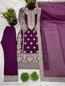Ensemble de vêtements ethniques indiens pour femmes, costume de mariage, haut et bas brodés, dupatta, ensemble de 3 pièces à la mode - Product Image 6