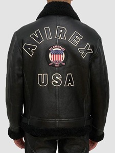 Chaqueta de aviador de piel auténtica negra para hombre, abrigo de invierno tipo bomber - Product Image 5