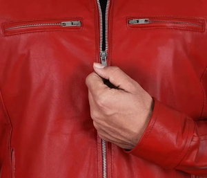 Custom Made Men's Genuine <b>Sheepskin</b> Leather <b>Jacket</b> Slim Fit Biker Style Stand Collar Winter Casual Motorcycle <b>jacket</b> for men - Product Image 2