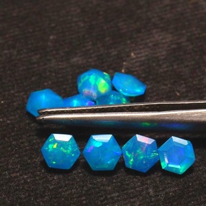 Opale Paraïba naturelle éthiopienne, taille hexagonale, 6 mm, pierre précieuse facettée, multicolore, éclatante, pour la création de bijoux HASNAIN GEMS - Product Image 2