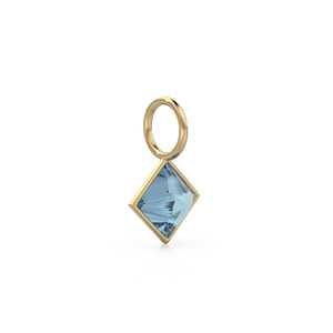 Topacio Azul de Londres de 5 mm, Colgante de Oro Amarillo Sólido de 14k con Engaste, Componente de Joyería / Piedra de Nacimiento de Noviembre / Azul Corte Princesa - Product Image 6