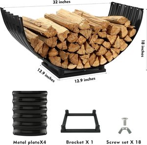 Eco-Friendly Outdoor Steel Firewood Rack with Built-In Decorative Planter for Home and Garden Campgrounds and Patios - Product Image 5