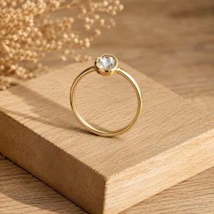 Modern Platinum <b>Rose</b> Cut Bezel Set Lab Grown Diamond Ring 10k 14k 18k Solid Gold Engagement Wedding Party Jewelry IGI Certified - Product Image 3
