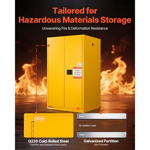 Armadio per Stoccaggio di Prodotti Infiammabili da 65 Galloni, 37,9 X 34,0 X 65,0 Pollici, in Lamiera Zincata a Freddo con Ripiani Regolabili, Attrezzatura per Stoccaggio Chimico - Product Image 2