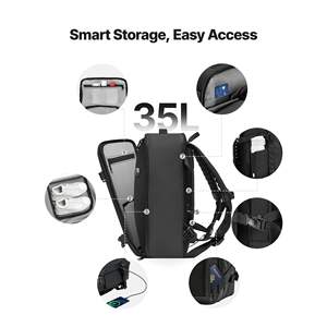 Sac à dos de voyage compressible sous vide 35L, résistant à l'eau, bagage à main, pompe à air, plusieurs poches, noir, sac personnel décontracté - Product Image 3