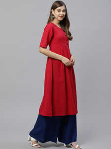 ชุดคุर्ตาผ้าฝ้ายสีชมพูทรงเอสำหรับผู้หญิง คอทรงกลม แขนสั้น ออกแบบมาเพื่อการสวมใส่ลำลองสไตล์ชาติพันธุ์ทั่วโลกในชีวิตประจำวัน - Product Image 6