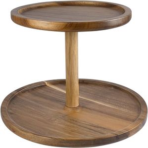 Wholesale Price Wholesale Price Two Tier Natural Wood Elm Slab <b>Dessert</b> Stand Wooden Cupcake Serving Tray Decor Item - Product Image 3