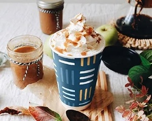 <b>8oz</b> Blue Printed Double Wall Paper <b>Cups</b> for <b>Coffee</b> Hot Drinks Disposable <b>Coffee</b> Tea Takeaway <b>Cups</b> - Product Image 1