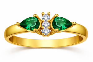 <b>Emerald</b> Color Cubic Zirconia 925 Sterling <b>Silver</b> Stackable Promise Engagement <b>Ring</b> - Product Image 3