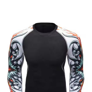 OEM High Quality Custom Rash Guard for <b>Men</b> Compression Spandex Quick Dry MMA BJJ Gym Wear Long Sleeve Custom Logo Supply - Product Image 2