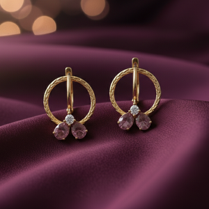 Pear Pink Hydro Earrings 925 <b>Sterling</b> <b>Silver</b> 18K Gold Plated Fashion Handmade Statement Earrings Gift for Women - Product Image 5