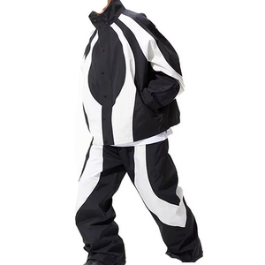 Unisex Windbreaker <b>Jacket</b> Jogger Set Two Piece Drawstring Breathable Printed <b>Rhinestone</b> Solid Heavyweight Polyester Nylon - Product Image 3