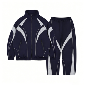 Ensemble de survêtement streetwear 100 % polyester respirant pour le sport en extérieur, ensembles de vêtements de sport décontractés coupe-vent avec logo personnalisé - Product Image 5