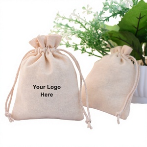 Pochette d'emballage pour bijoux en coton naturel, rectangulaire 3x4 pouces, faite à la main en Inde, avec logo personnalisé, idéale pour les petits cadeaux de mariage, vente en gros - Product Image 1