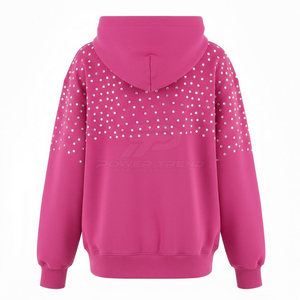Ensemble de survêtement pour homme en coton épais de qualité supérieure avec strass, comprenant un sweat à capuche et un pantalon de jogging, design décoratif en strass, coupe confortable et décontractée - Product Image 2