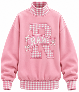 Sweat-shirt oversize à col montant pour femme, logo personnalisé brodé, imprimé, en molleton de coton, streetwear décontracté d'hiver, pull-over - Product Image 1
