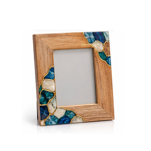 Concepthome Handmade Vertical <b>Wood</b> <b>Photo</b> <b>Frame</b> with Inlaid Mother of Pearl Floral Design - Product Image 4