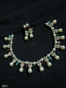 Classic American Ethnic Diamond Bridal Jewelry <b>Set</b> Two-Piece <b>Necklace</b> <b>and</b> <b>Earrings</b> for Wedding <b>and</b> Party in Classic Style - Product Image 4